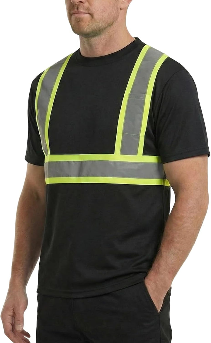 HYCOPROT Warnschutz T-Shirt Warnweste Reflektierend Warnweste Atmungsaktiv Leicht Kurzarmshirt Kurza
