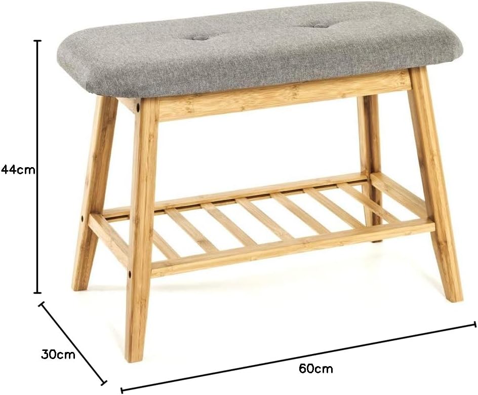 HAKU Möbel Schuhbank, Bambus, bambus-grau, B 60 x T 30 x H 44 cm Bambus-grau 60 x 30 x 44 cm, Bambus