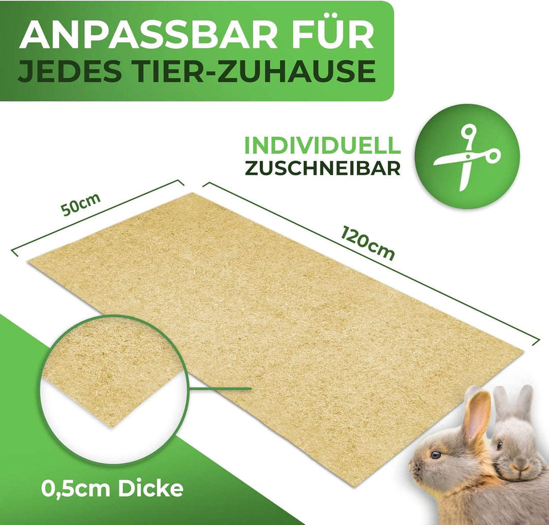 Nagerteppich aus 100% Hanf, 120 x 50cm, 5mm dick, Hanfteppich für alle Kleintiere, Hanfmatte Nagerma