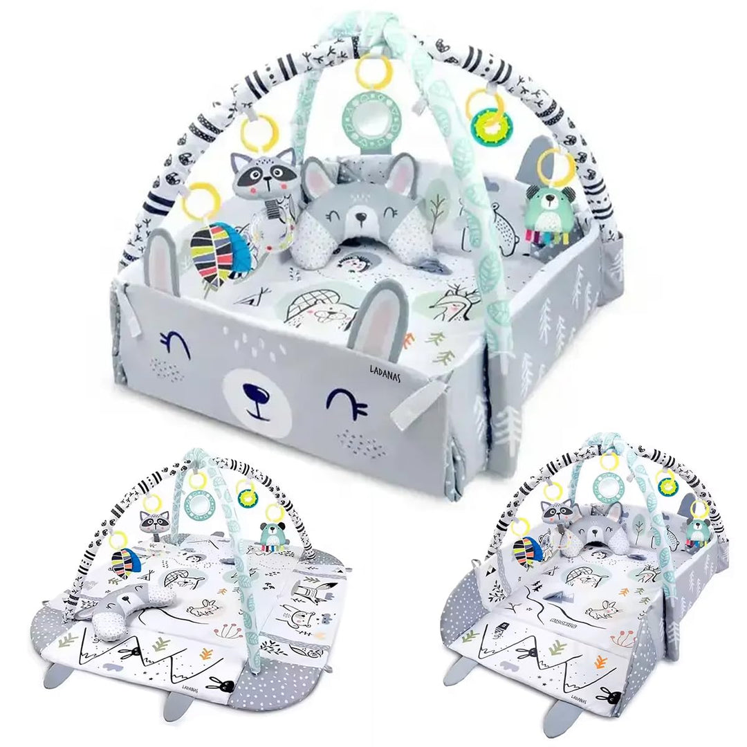 Multifunktionale Baby Spieldecke mit Spielbogen – Baby Gym Spielmatte & Krabbeldecke – inkl. 30 Bäll