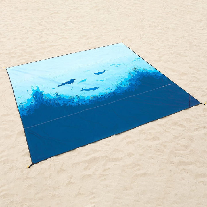 DEWUR Stranddecke sandfrei XXL Strandtuch wasserdicht Strandmatte Picknickdecke gross für Urlaub Str