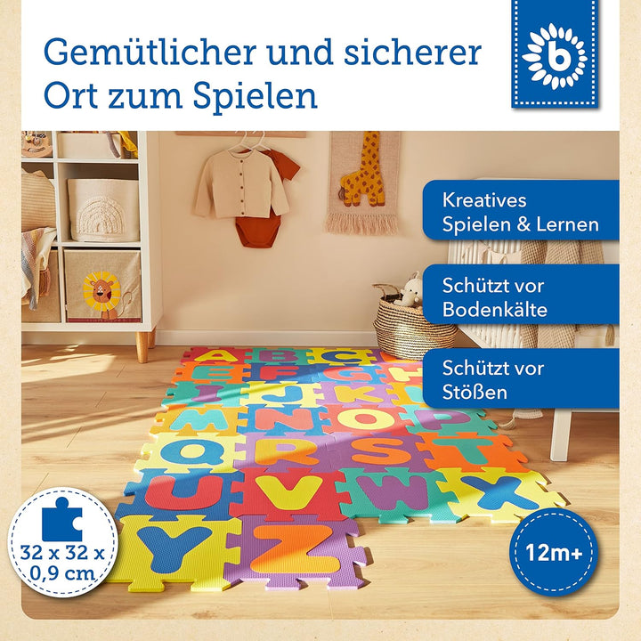 Bieco Puzzlematte, 60 TLG. | Spielmatte Baby | XXL Puzzle Kinder | Krabbeldecke Baby Spielmatte Kind
