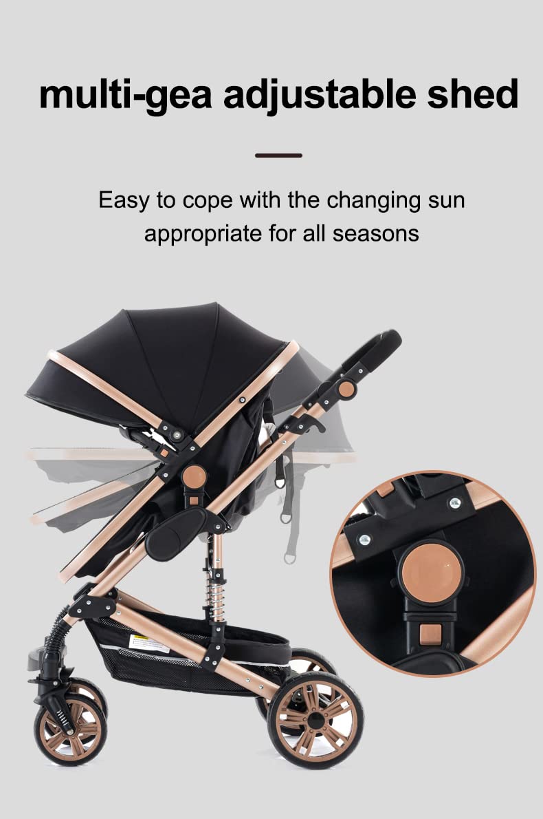 YAZOCO kinderwagen 3 in 1 Buggy Babybett Komplett Set Einem Klick Zusammenklappbarer Kinderwagen, Ko