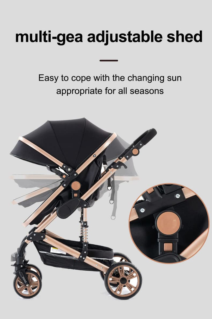 YAZOCO kinderwagen 3 in 1 Buggy Babybett Komplett Set Einem Klick Zusammenklappbarer Kinderwagen, Ko