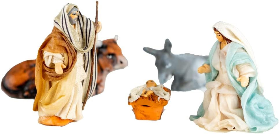 Holyhome Geburt 5 Stück 6 cm (2,36 Zoll) - Neapolitanische Krippe Terrakotta, gekleidet, hergestellt