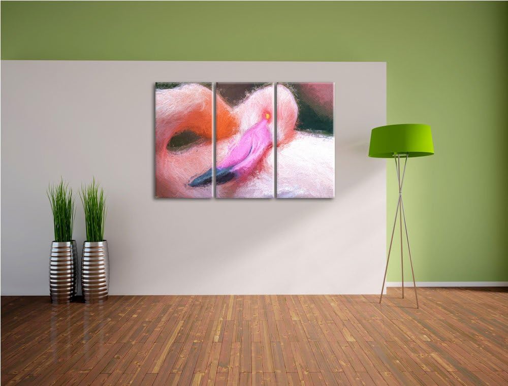 schöner Flamingo Spezial 3-Teiler Leinwandbild 120x80 Bild auf Leinwand, XXL riesige Bilder fertig g