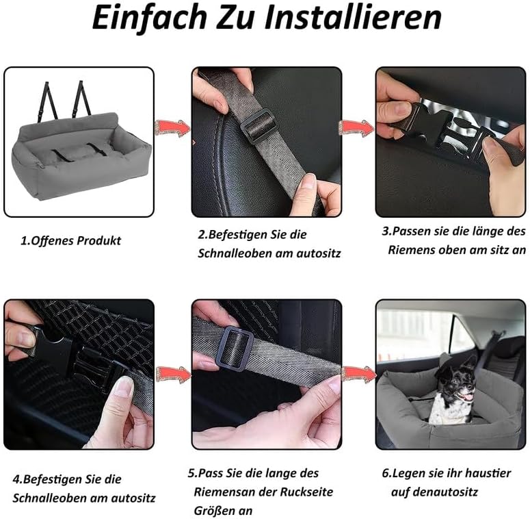 CALIYO Hunde Autositz, Sicherheitsgurt - Waschbarer Autositz Hund für Kleine, Mittlere & Grosse Hund