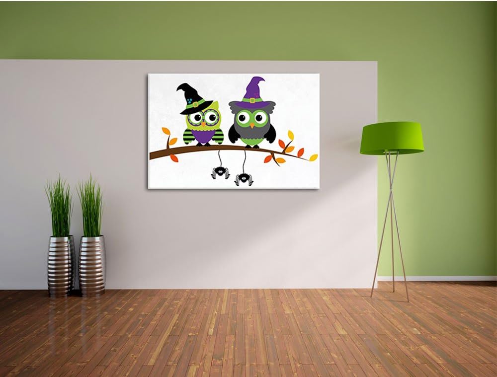 Pixxprint Hexen Eulen als Leinwandbild/Grösse: 100x70 / Wandbild/Kunstdruck/fertig bespannt, 100x70