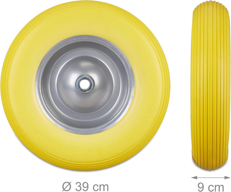 2 x Schubkarrenrad 4.80 4.00-8 im Set, Vollgummireifen u. Stahlfelge, Ersatzrad pannensicher, 100kg