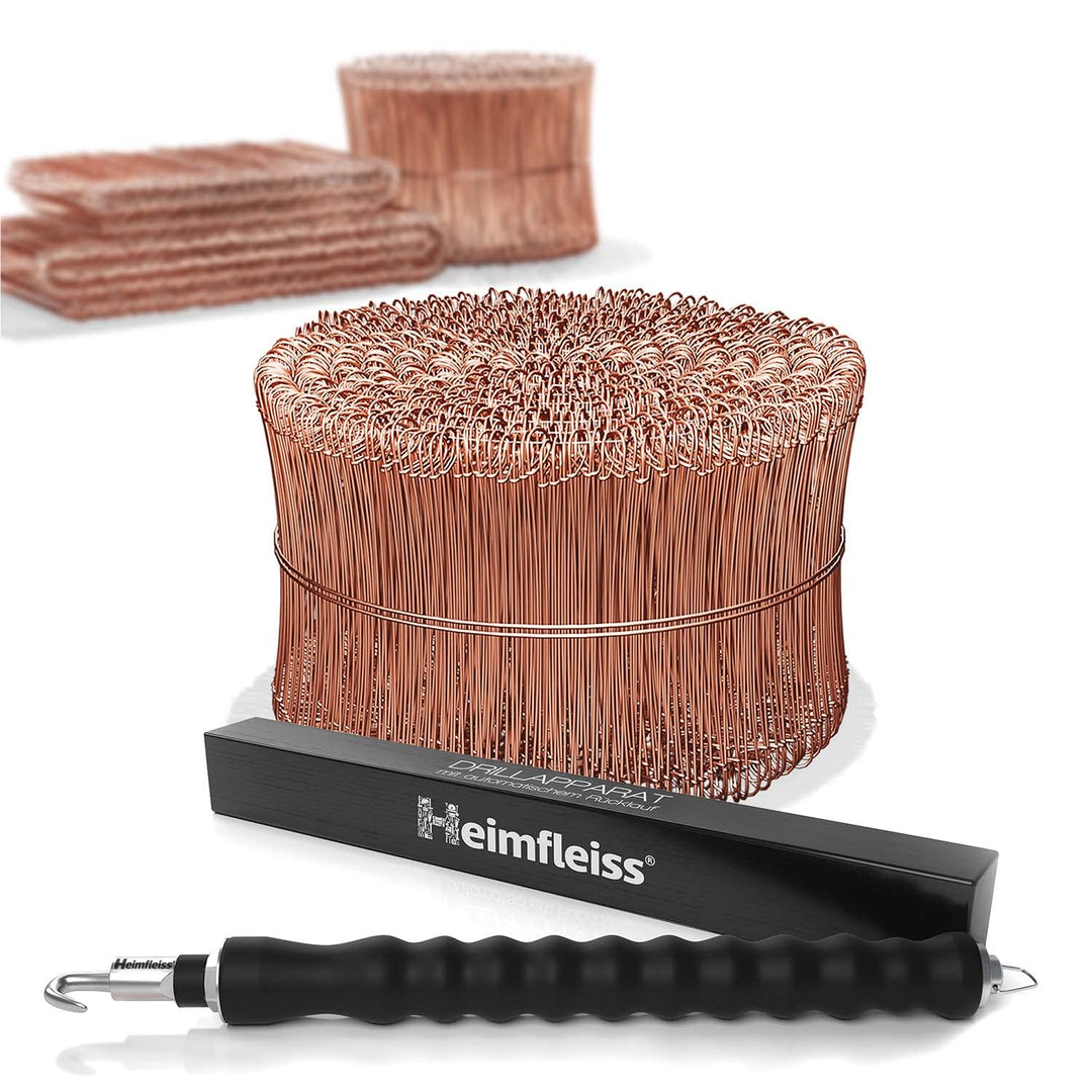 Heimfleiss® Drillapparat Driller + verkupfertem Rödeldraht 1,0 x 100-160 mm (1000 Stk) - hochwertige