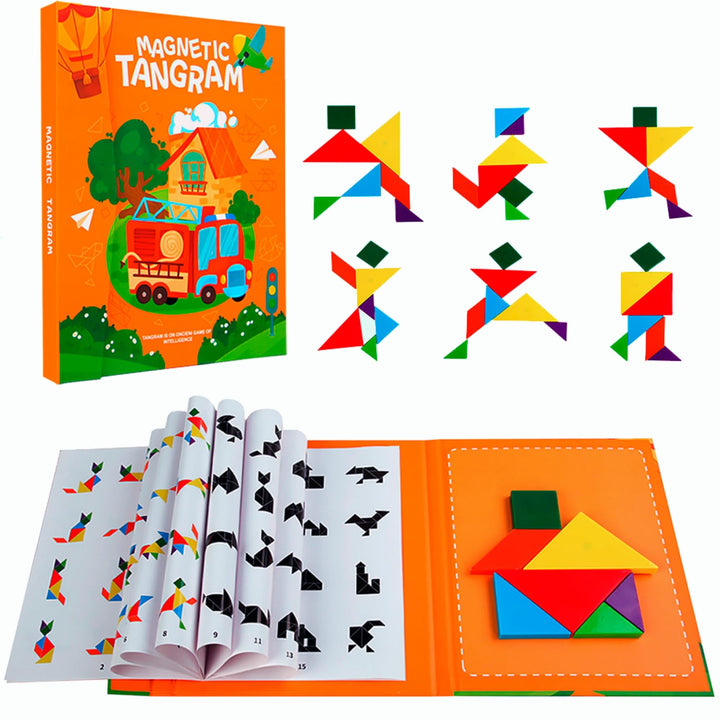 Tangram magnetisch für Kinder ab 3 Jahren – Montessori IQ Spiele & Lernspielzeug im Buchformat – Bes