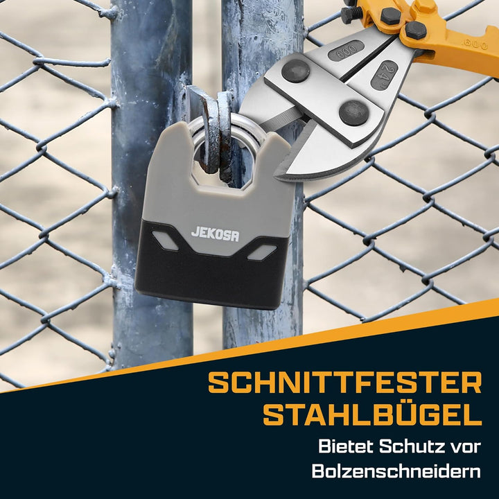 SDP66 Heavy Duty Vorhängeschloss mit 5 Schlüsseln – 11 mm schnittfester Stahlbügel, wasserdichte Sch