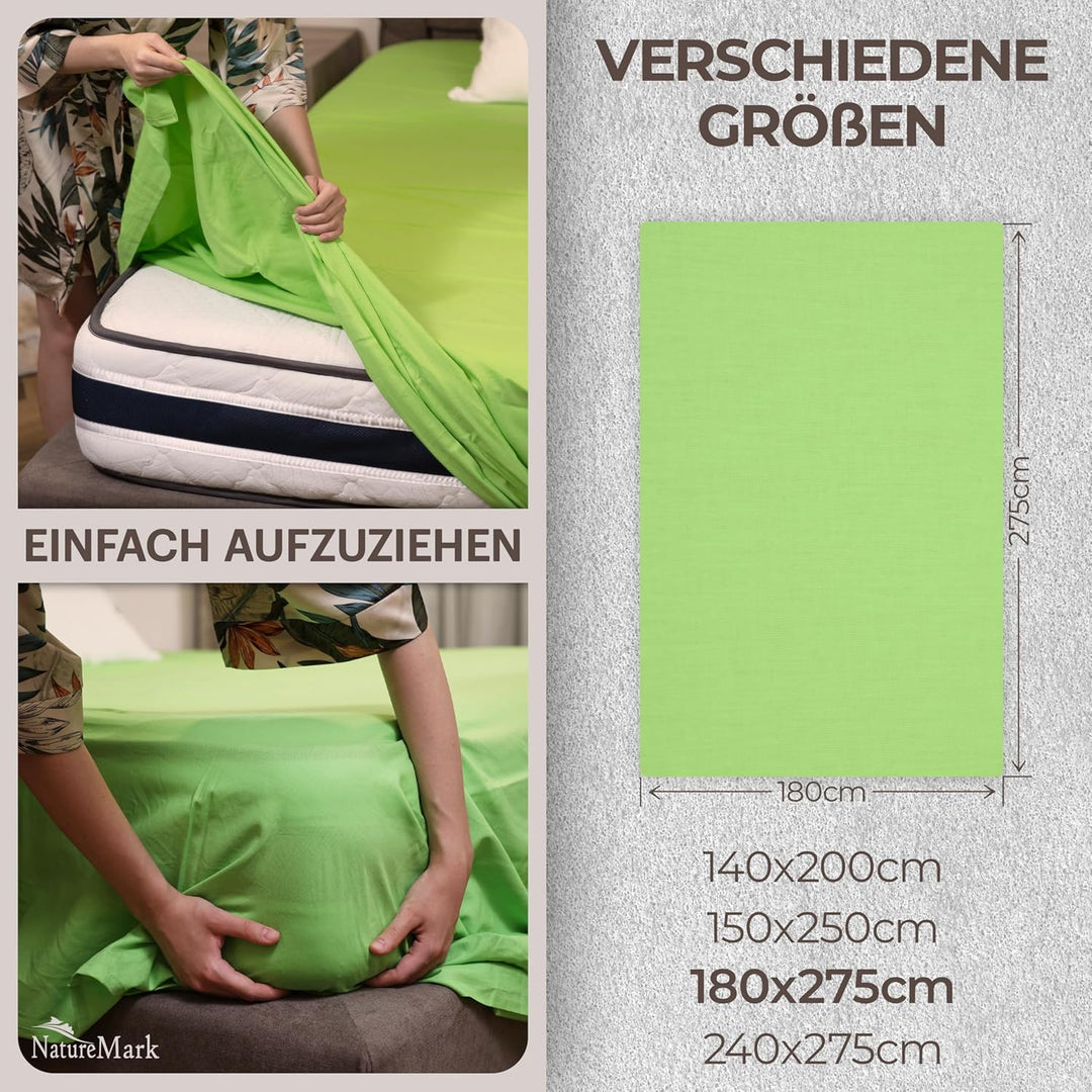 Green Mark Klassische Bettlaken – 2er Pack Flache Laken aus 100% Baumwolle, ohne Gummi, hautfreundli