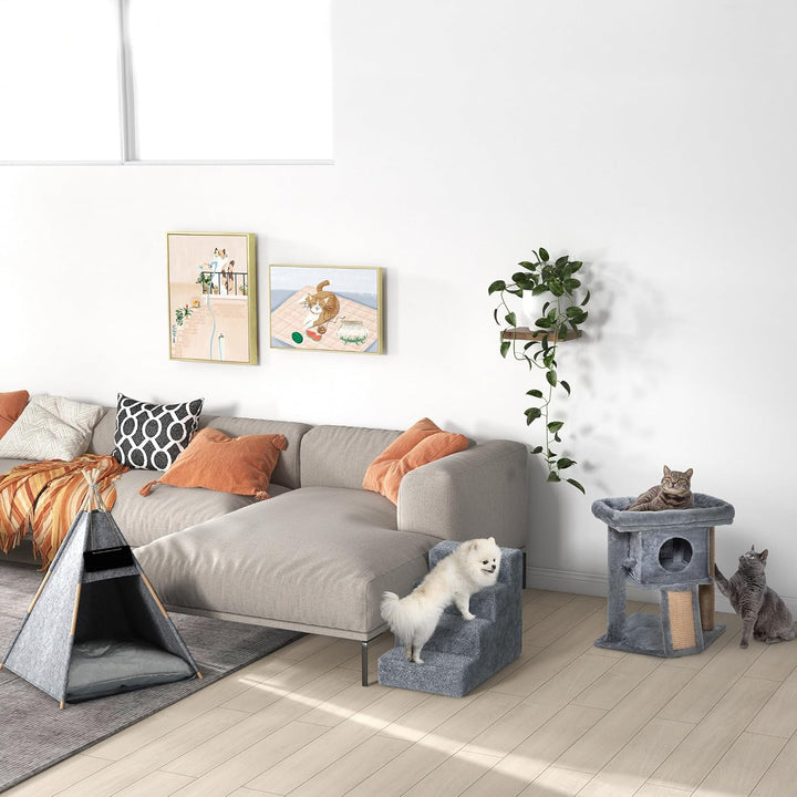 PawHut Haustierzelt Katzenhaus Hundezelt Katzenbett Katzenzelt mit weichem Kissen Plüsch Filz maschi