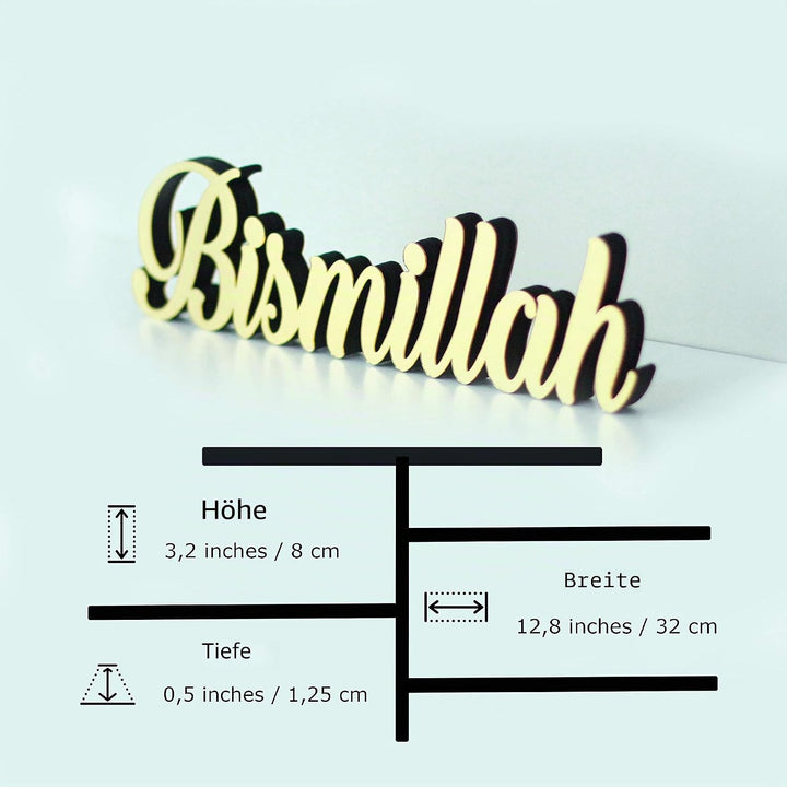 iwa concept Bismillah Gold | Heimdekoration oder islamische Dekoration für Tisch oder Regale | Heimd