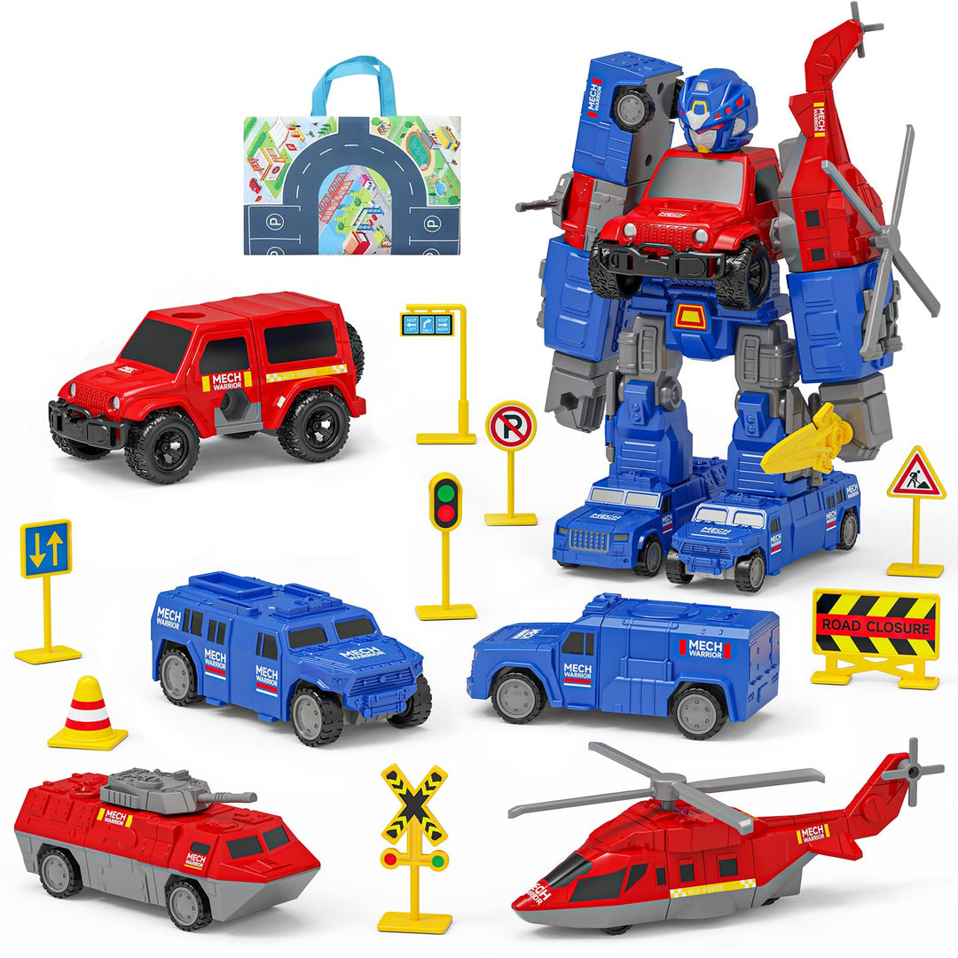 Gzsbaby Magnetische Bausteine Auto, 30 PCS Magnetischer Verformung Roboter mit Aufbewahrungsbox, Mag