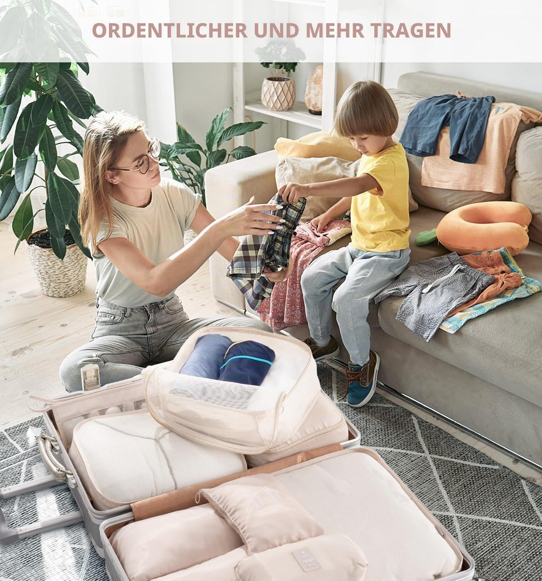 Meowoo Koffer Organizer Packing Cubes Packwürfel Reise Organizer Packtaschen 9-teilig Kleidertaschen