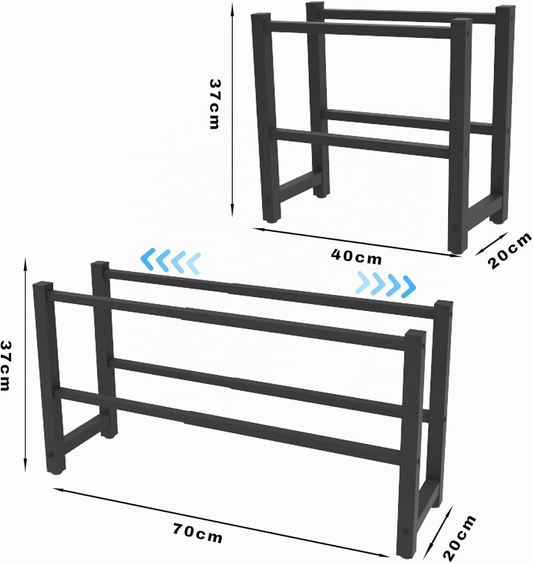 Ausziehbar Schuhregal mit 2 Etagen, Metall-Schuhständer Schmal Kleines Schuhregal, Robustes Design,
