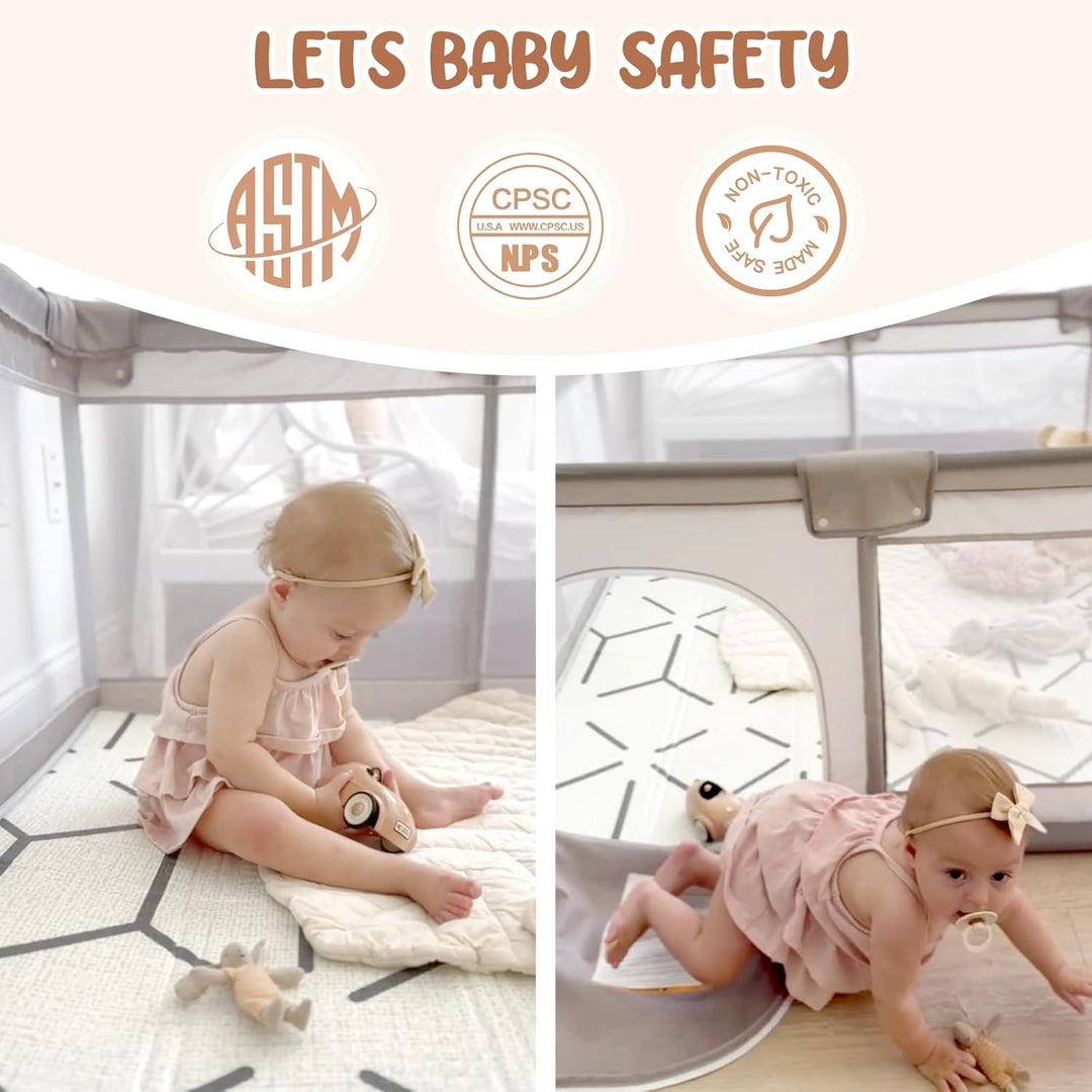 laufstall baby, laufgitter baby 120x120cm, laufstall Spielbereich mit atmungsaktiver Netzmatratze, r