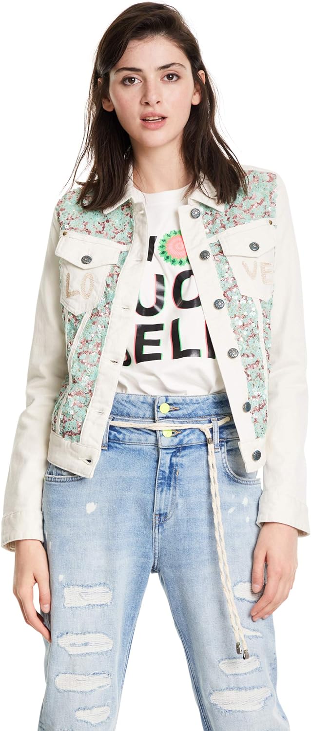 Desigual Damen 20swen071001 Jacken, Weiss, L EU