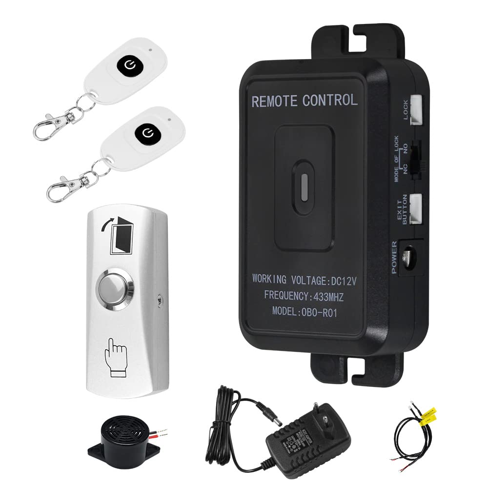 FUSYTULY 433MHz Wireless Access Control Kit Alarm System Fernbedienung Entriegeln + Netzteil + Tür E