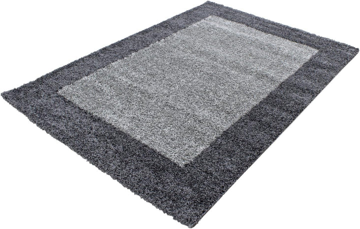 Carpettex Hochflor Teppich Wohnzimmer Shaggy Flokati Teppich Modern Bordüre Design 80 x 250 cm Flur