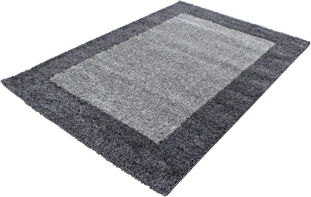 HomebyHome Shaggy Teppich Wohnzimmer 160 x 230 cm - Shaggy Teppich Hochflor Grau Extra Weich und Fla