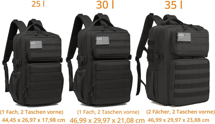 Wotony Taktischer Militärrucksack für Herren, wasserdicht, 3-Tage-Angriffsrucksack, Molle-Tasche mit