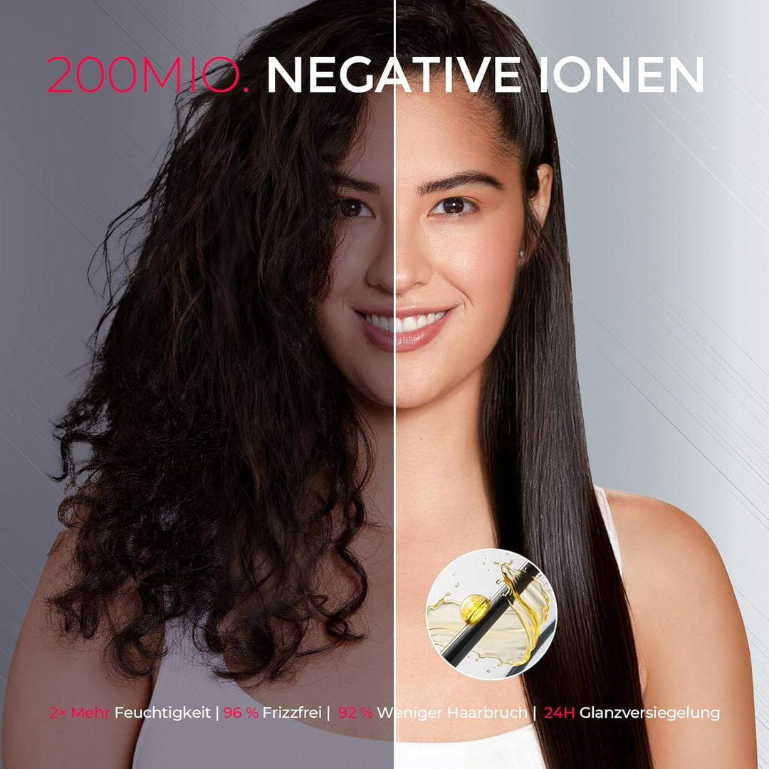 TYMO Glätteisen Haarglätter Bürste - 2 in 1 Glätteisen Locken und Glätten, Ionen Keratin Glättbürste