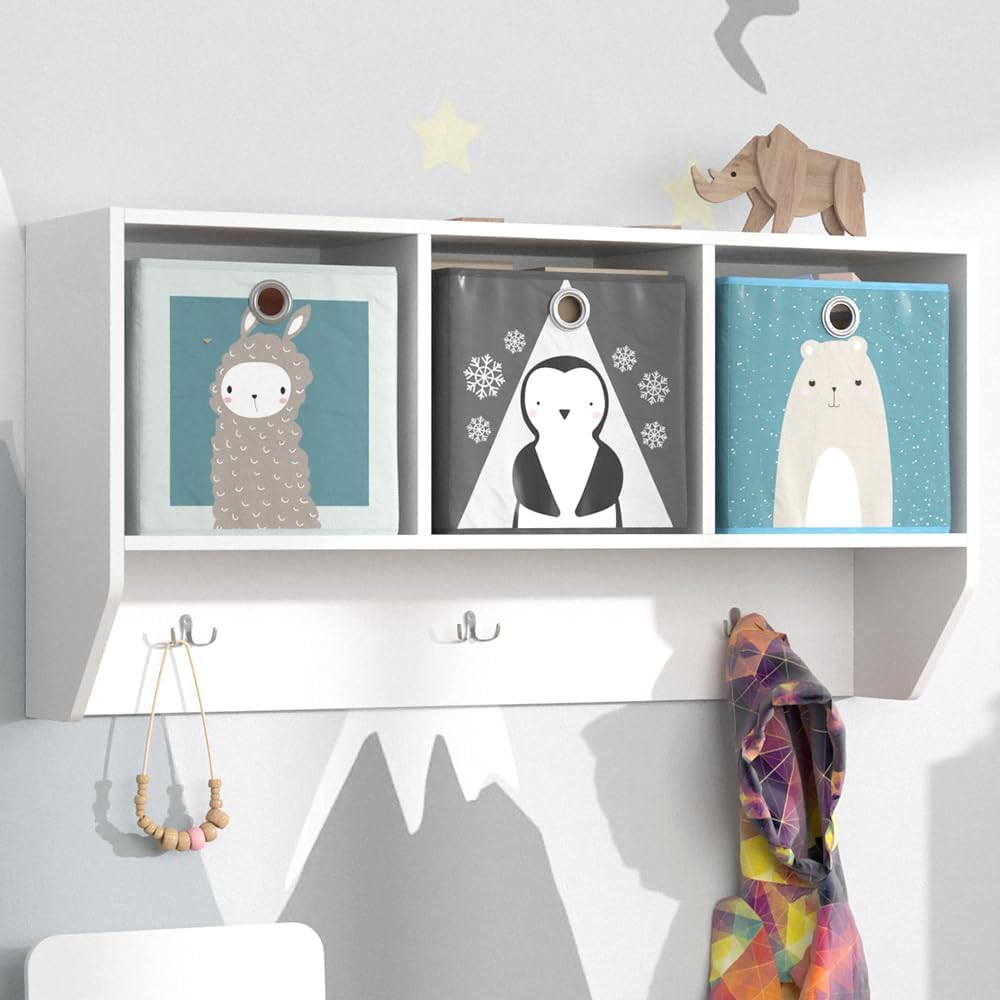 Vicco Wandregal für das Kinderzimmer Luigi, Weiss, 107 x 56 cm Regal 107x56 cm ohne Faltbox, Regal 1