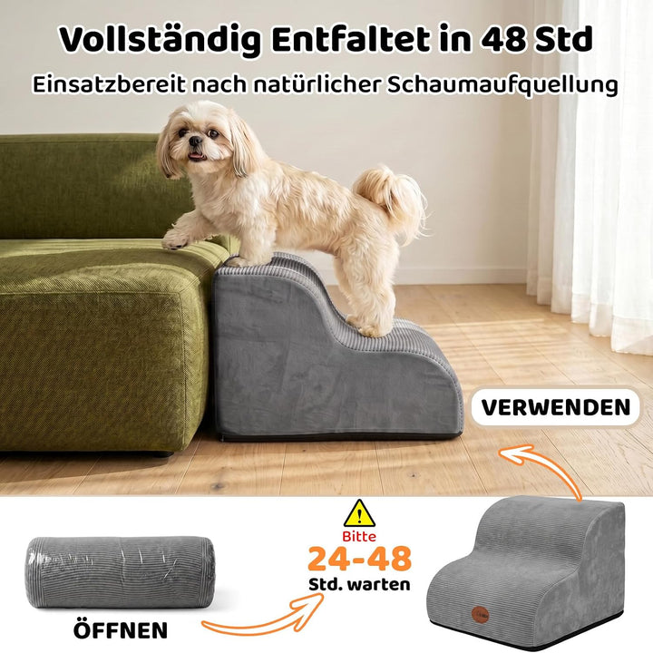 Hundetreppe für Kleine Hunde &amp; Katzen, Haustiertreppe für Sofa, 2 Stufen Dunkelgrau 2 Stufen(40 x 40