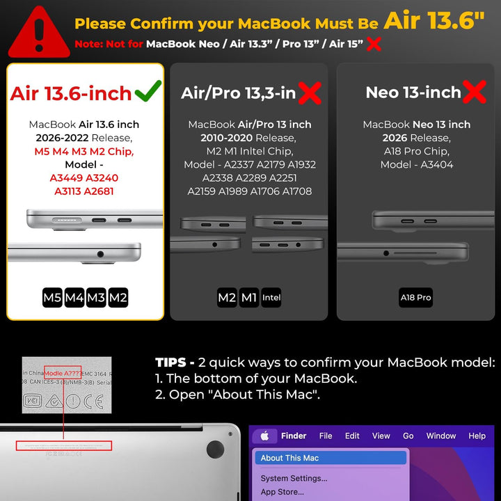 EooCoo für MacBook Air M5 13 Zoll Hülle M3 M2 Gliiter Kristall Klar | Ultradünne Hartschale Schutzhü