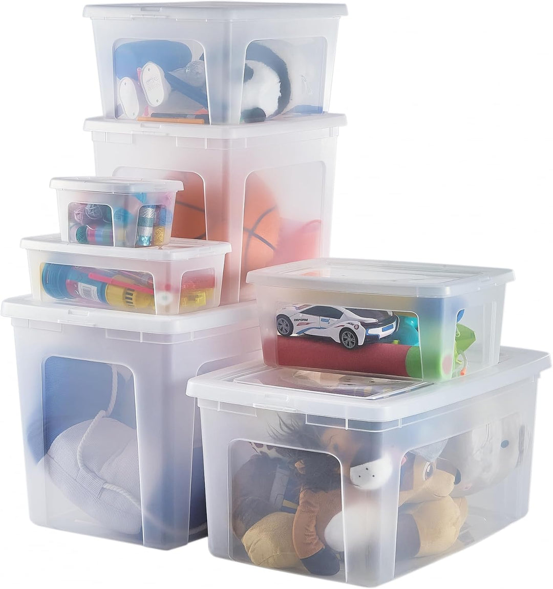 Iris Ohyama, Aufbewahrungsbox aus Kunststoff, 2L, 10er-Set, MCB-2, Transparent, Stapelbar - L19 x T1
