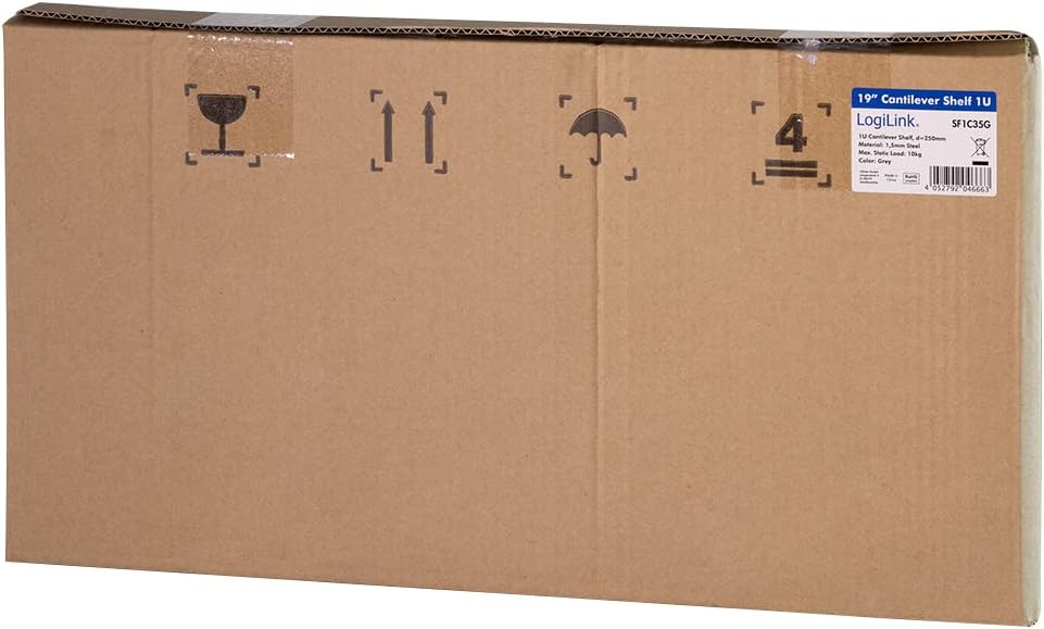 LogiLink SF1C35G - 19" Einschubfach (1 HE) für Stand-, Serverschränke mit mind. 350mm Tiefe, max. 10