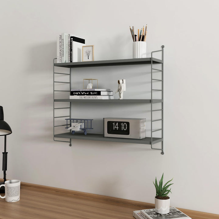 [en.casa] Modulares Wandregal Strängnäs Metallregal Anthrazit Hängeregal mit 3 Regalböden Badregal K