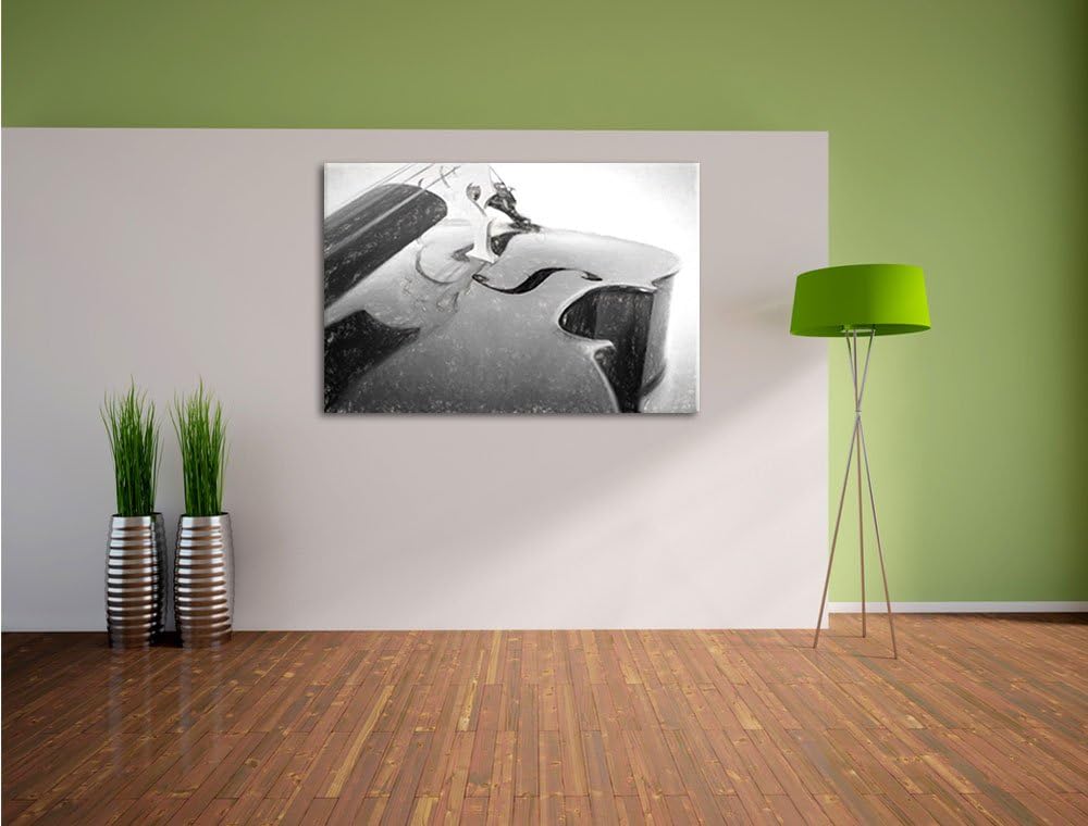 Cello Kohle Effekt, Format: 100x70 auf Leinwand, XXL riesige Bilder fertig gerahmt mit Keilrahmen, K