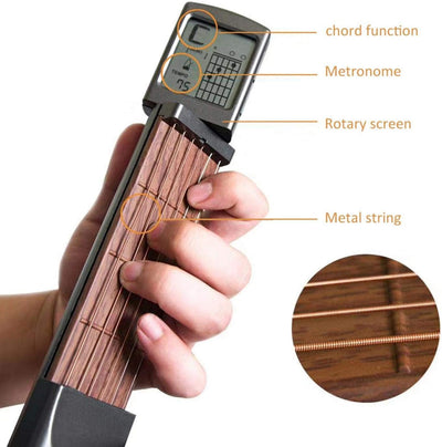 Demeras Gitarren Akkord Trainer,Tragbarer 6-Bund-Taschen-Akustikgitarren-Übungswerkzeug-Gadget-Akkor