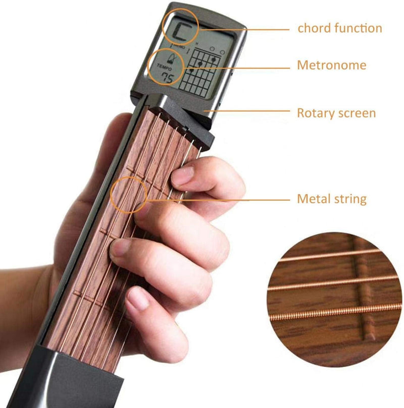 Demeras Gitarren Akkord Trainer,Tragbarer 6-Bund-Taschen-Akustikgitarren-Übungswerkzeug-Gadget-Akkor