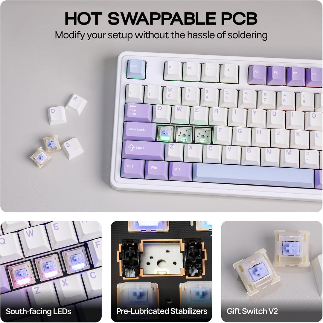 MechLands AJAZZ AK980 98% Mechanische Tastatur, BT5.0/USB-C/2.4GHz Wireless Gaming Tastatur, Hot Swa