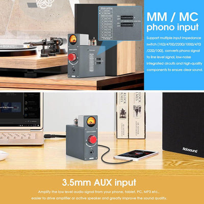 Douk Audio T4 Plus HiFi JAN5654 Röhrenvorverstärker MM/MC Phono-Vorverstärker für Plattenspieler Min