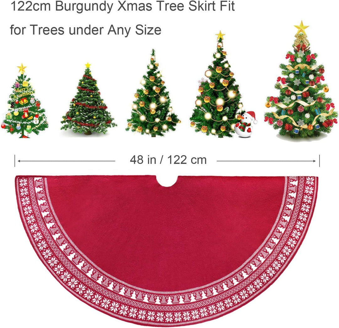 Dremisland Grosse Weihnachtsbaum Rock, 122cm Gestrickter Weihnachtsbaumdecke, Schneeflocken Baum Roc