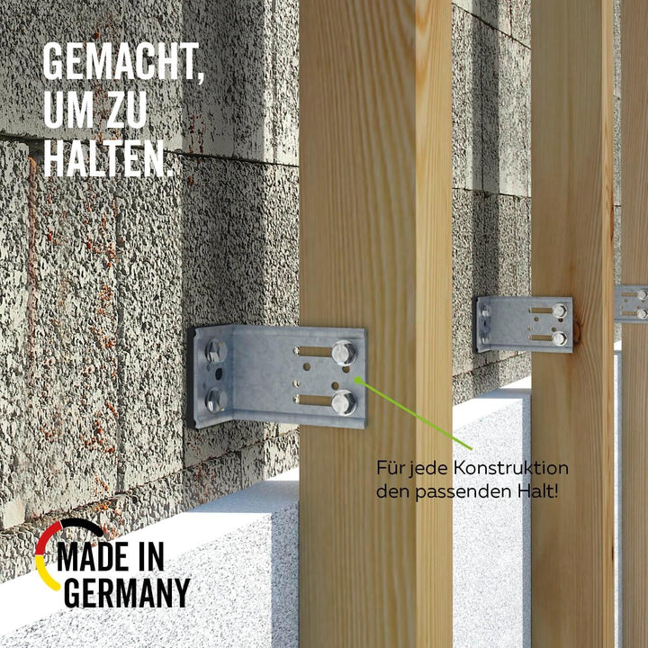 Alberts 851835 Verstellwinkel | mit Langloch | Edelstahl | 35 x 75 x 65 mm | 10er Set, Edelstahl