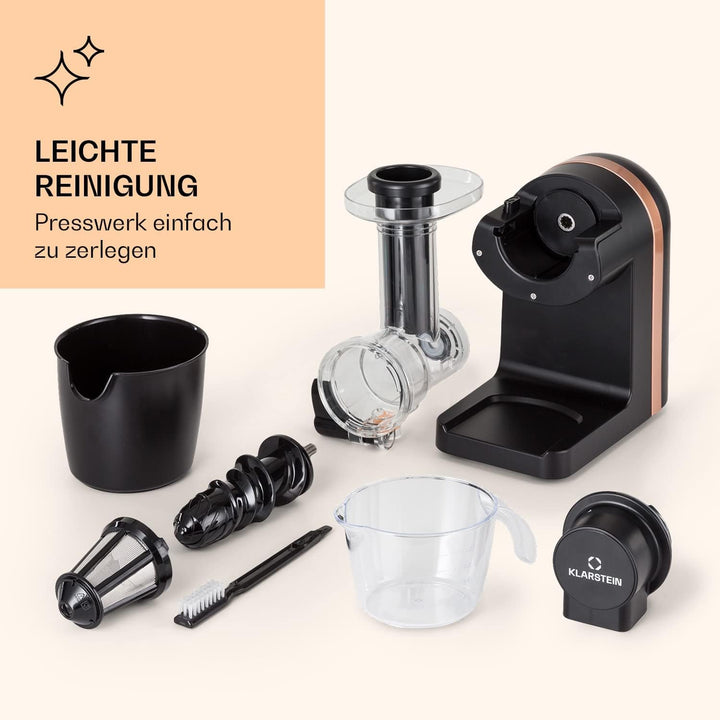 Klarstein Bella Elegance Saftpresse 200 W, Entsafter mit 400 ml, BPA-frei, rutschfester Standfuss, m