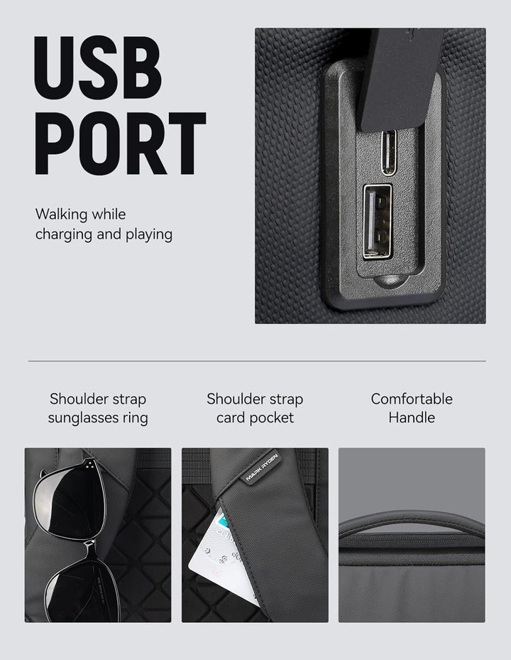 MARK RYDEN Business Rucksack Pendlerrucksack Herren PU Wasserabweisend 15,6 zoll PC mit USB-Ladeansc