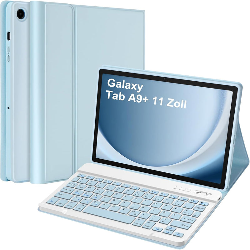 Tastatur Hülle für Samsung Galaxy Tab А9+ 11 Zoll 2023(SM-X210/X215/X216B), Schutzhülle mit Automati