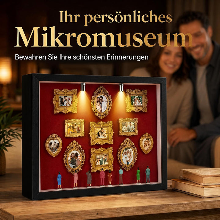 DIY Mini Museum Silhouette Box, Mini Museum Bilderrahmen Vintage,Miniatur Museum of Us mit LED, Schw