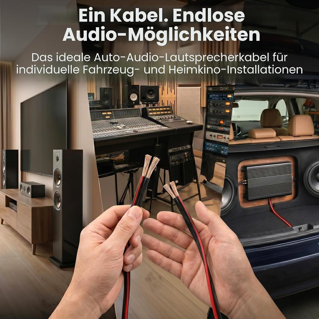 GearIT Lautsprecherkabel, 14 AWG, 14 AWG, Lautsprecherkabel (100 Fuss), ideal für Heimkino-Lautsprec