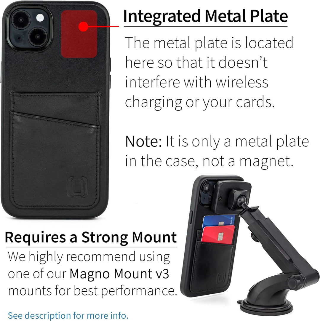 Dockem Echtleder Kartenetui für iPhone 14 Plus mit Kartenfachen und Integrierter Metallplatte zur Ma