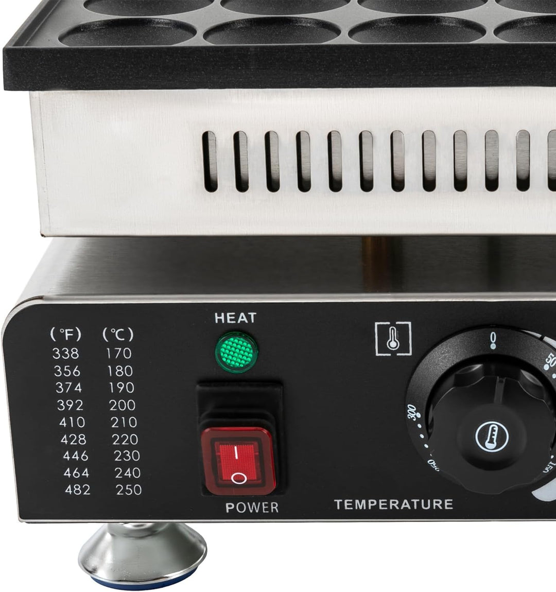Mini-Pfannkuchenmaker 36 Löcher Dutch Pancake Maker mit Timer 50-300°C 900W Antihaftbeschichtung Pof