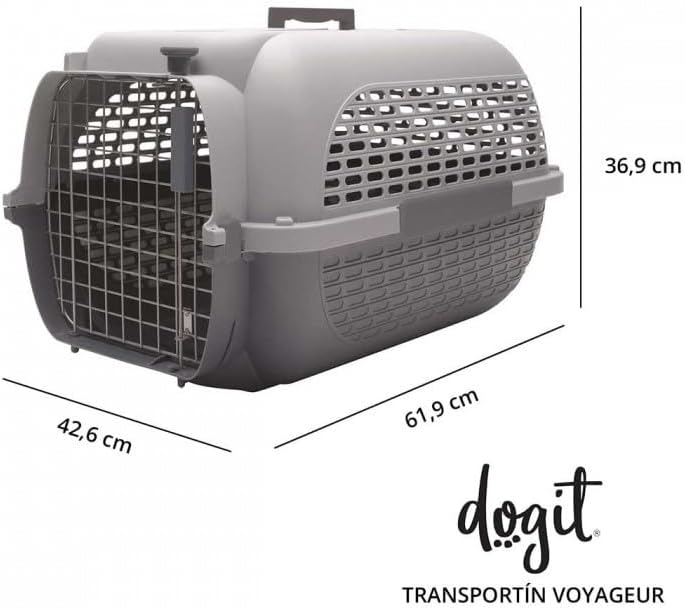Dogit 76626 TransportboxVoyageur Modell 300, gross, grau L 62 x B 42 x H 37 cm Standardverpackung, L